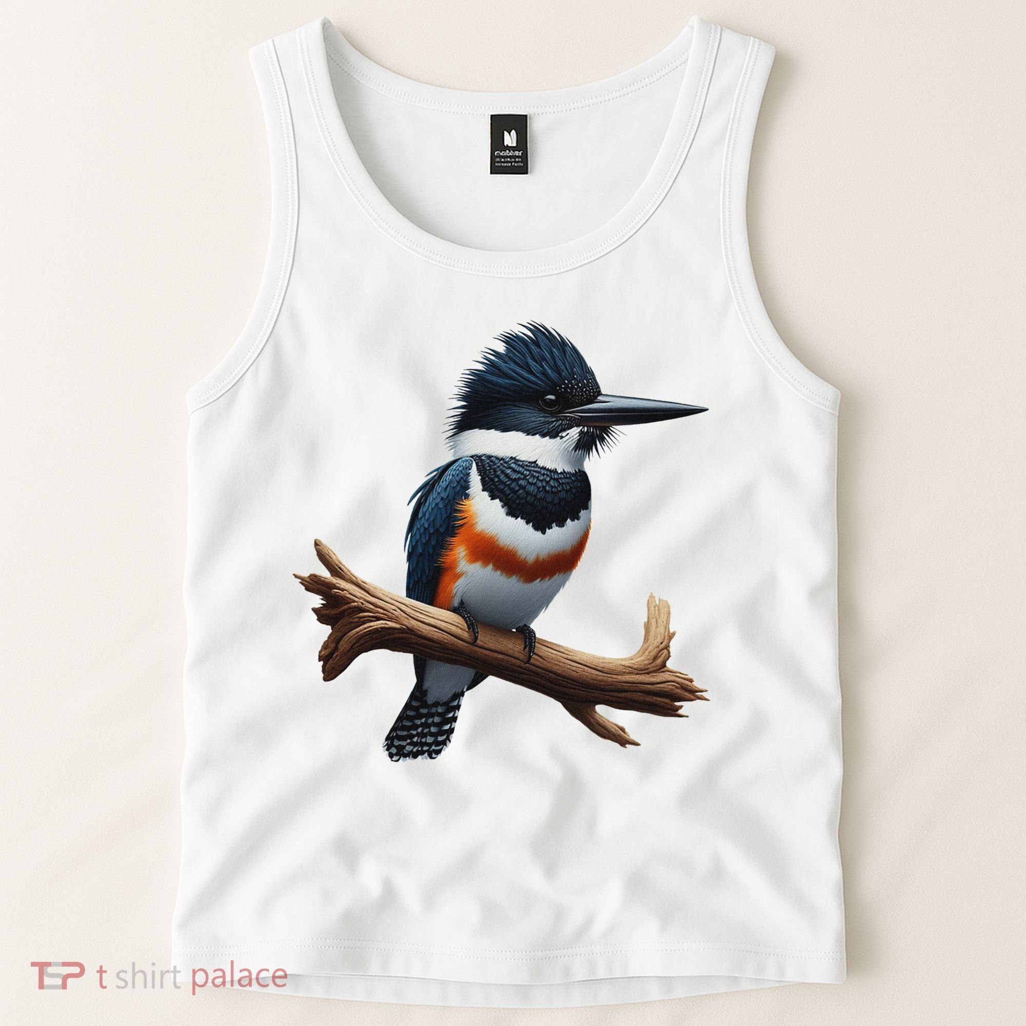 Bird Series. Belted Kingfisher Bird. ArtistS Rendition. Tank Top