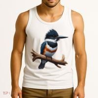 Bird Series. Belted Kingfisher Bird. ArtistS Rendition. Tank Top thumb 3
