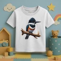 Bird Series. Belted Kingfisher Bird. ArtistS Rendition. Toddler T-Shirt thumb 3