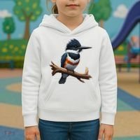 Bird Series. Belted Kingfisher Bird. ArtistS Rendition. Kids Hoodie thumb 3