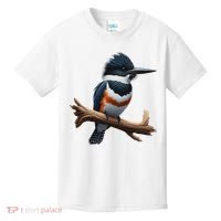 Bird Series. Belted Kingfisher Bird. ArtistS Rendition. Kids T-Shirt thumb 0