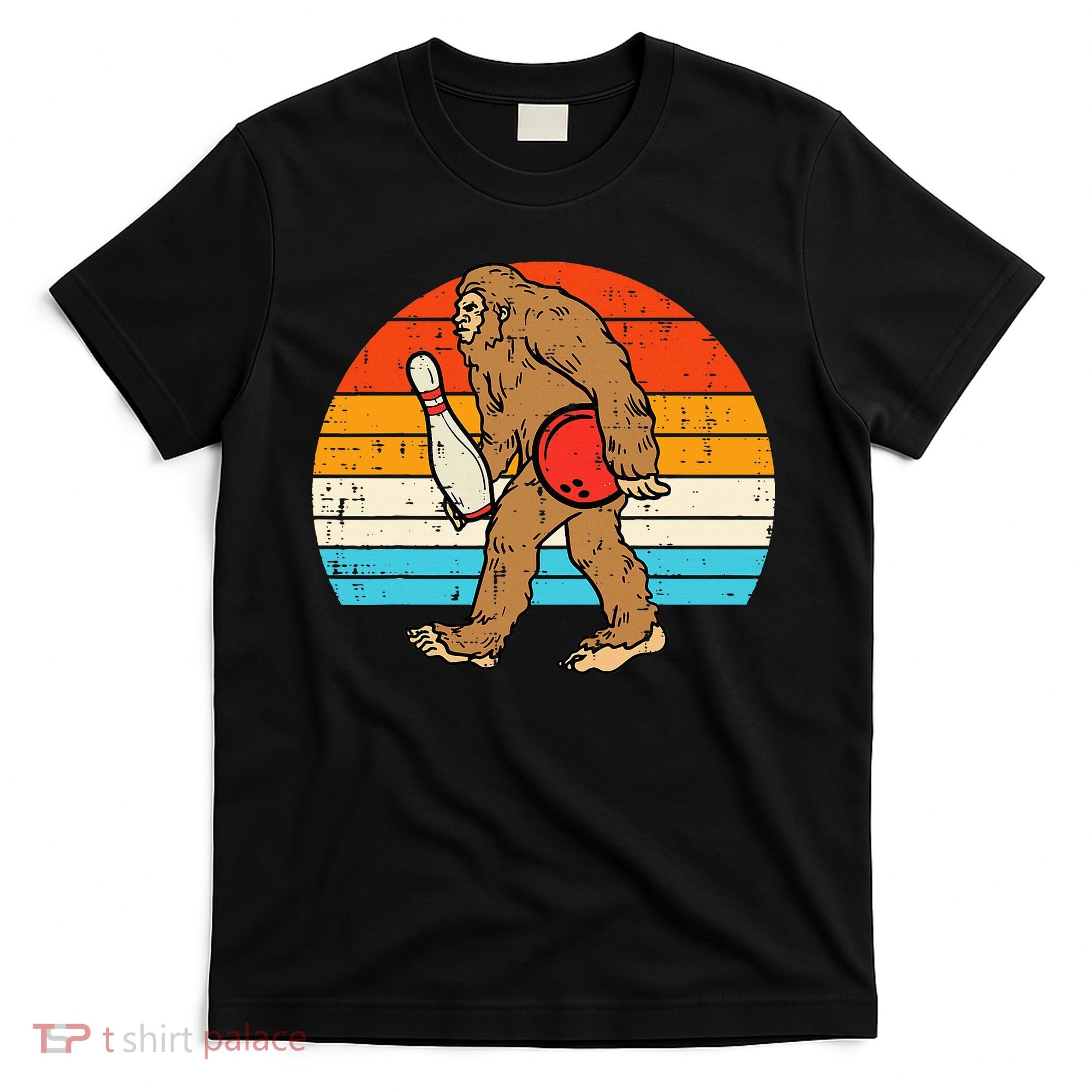 Bigfoot Sasquatch Bowling Retro Bowler Team T-Shirt