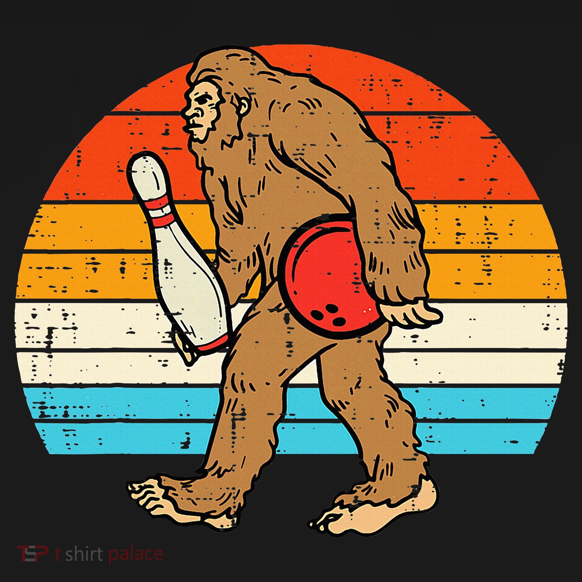 Bigfoot Sasquatch Bowling Retro Bowler Team Button