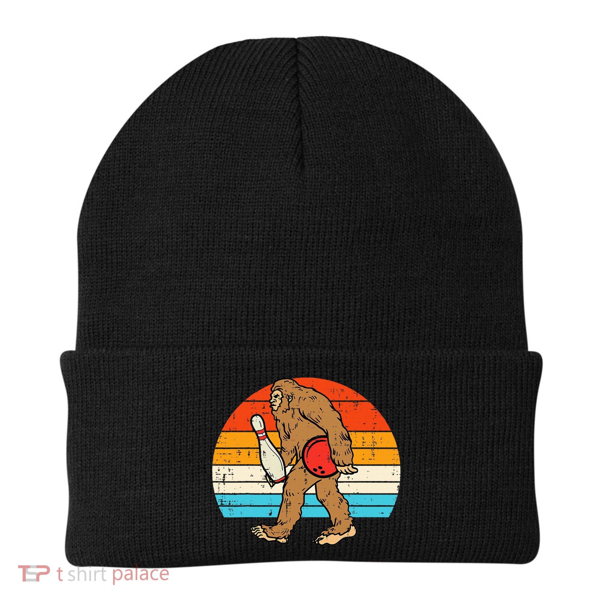 Bigfoot Sasquatch Bowling Retro Bowler Team Beanie