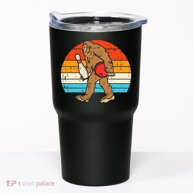 Bigfoot Sasquatch Bowling Retro Bowler Team Tumbler