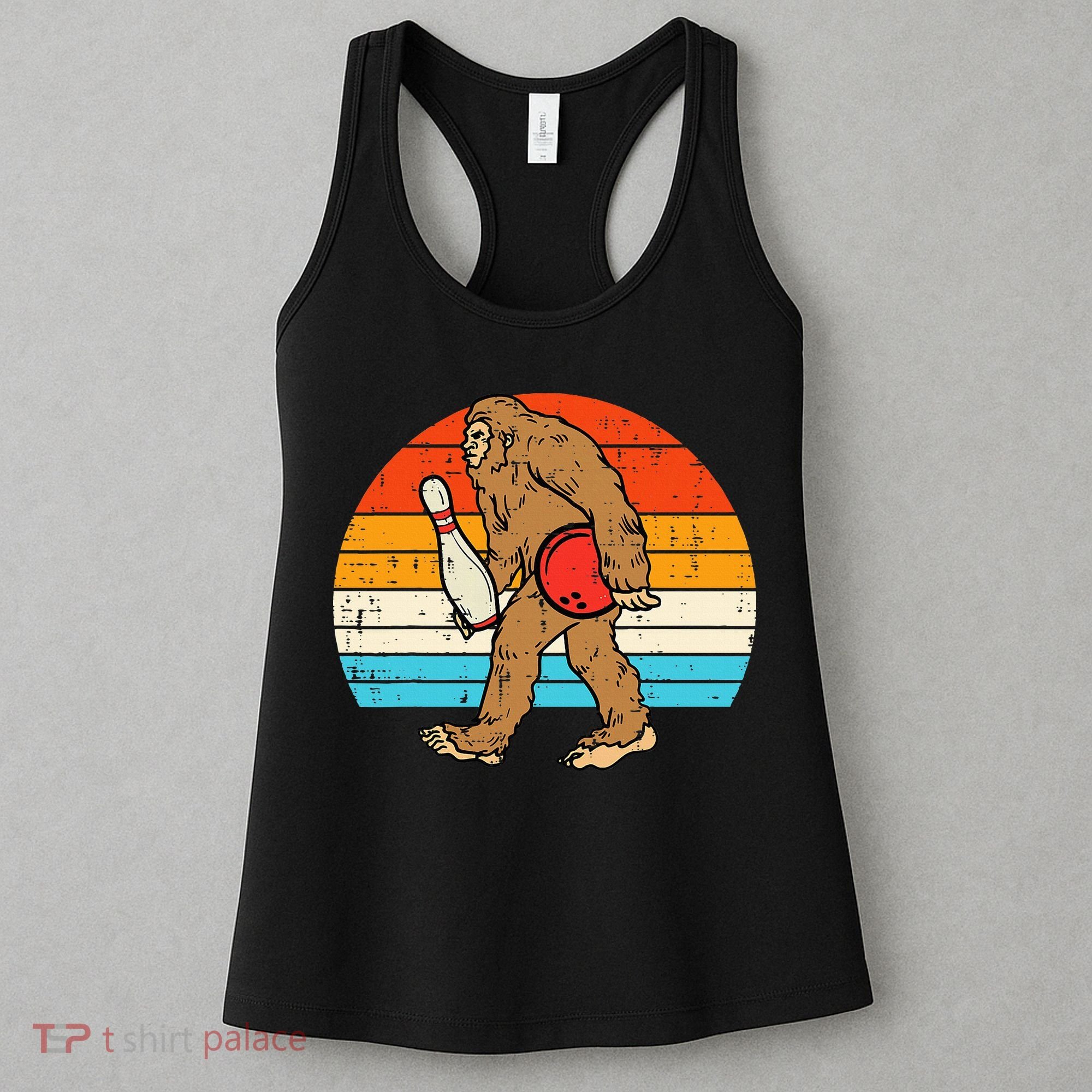 Bigfoot Sasquatch Bowling Retro Bowler Team Women's Tank Top