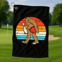 Bigfoot Sasquatch Bowling Retro Bowler Team Golf Towel thumb 1