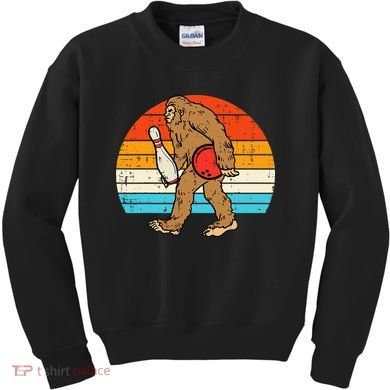 Bigfoot Sasquatch Bowling Retro Bowler Team Kids Sweatshirt