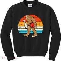Bigfoot Sasquatch Bowling Retro Bowler Team Kids Sweatshirt thumb 0