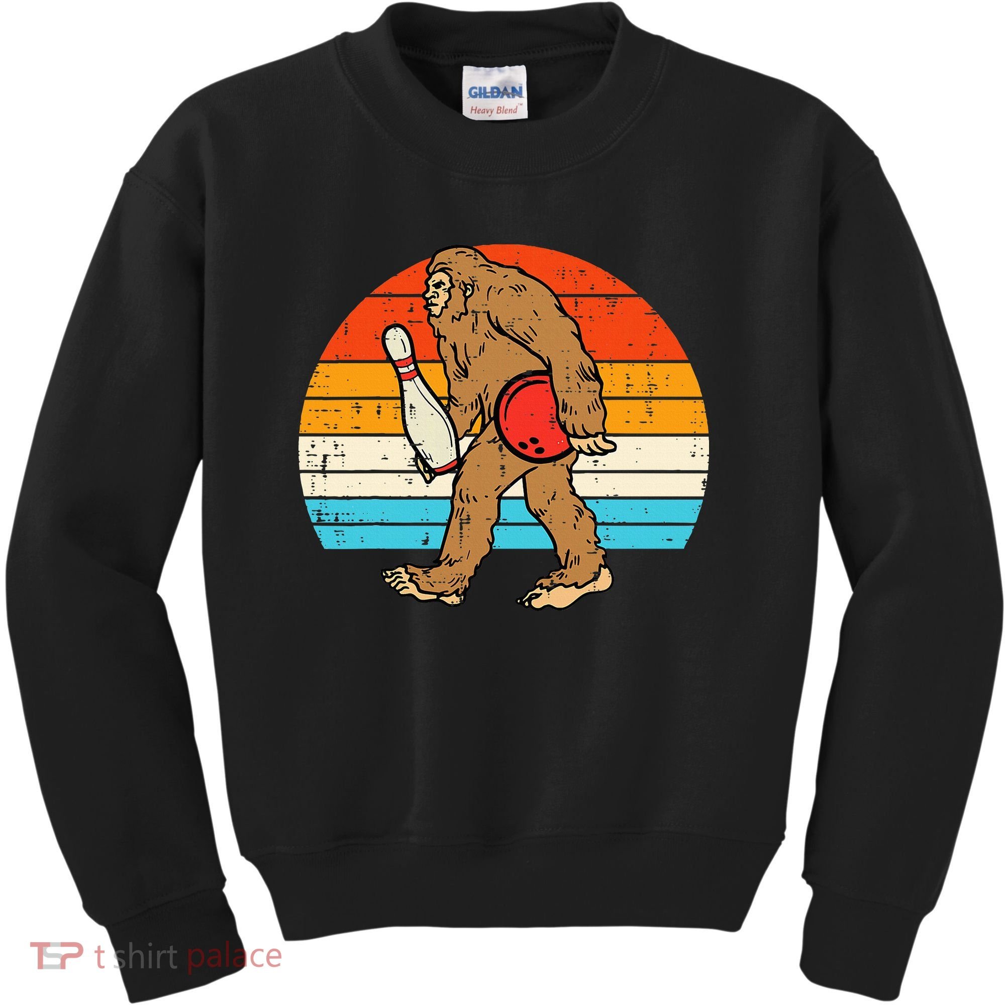 Bigfoot Sasquatch Bowling Retro Bowler Team Kids Sweatshirt