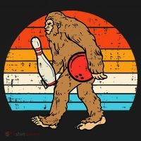 Bigfoot Sasquatch Bowling Retro Bowler Team Kids Long Sleeve Shirt thumb 2