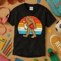 Bigfoot Sasquatch Bowling Retro Bowler Team Kids T-Shirt thumb 3