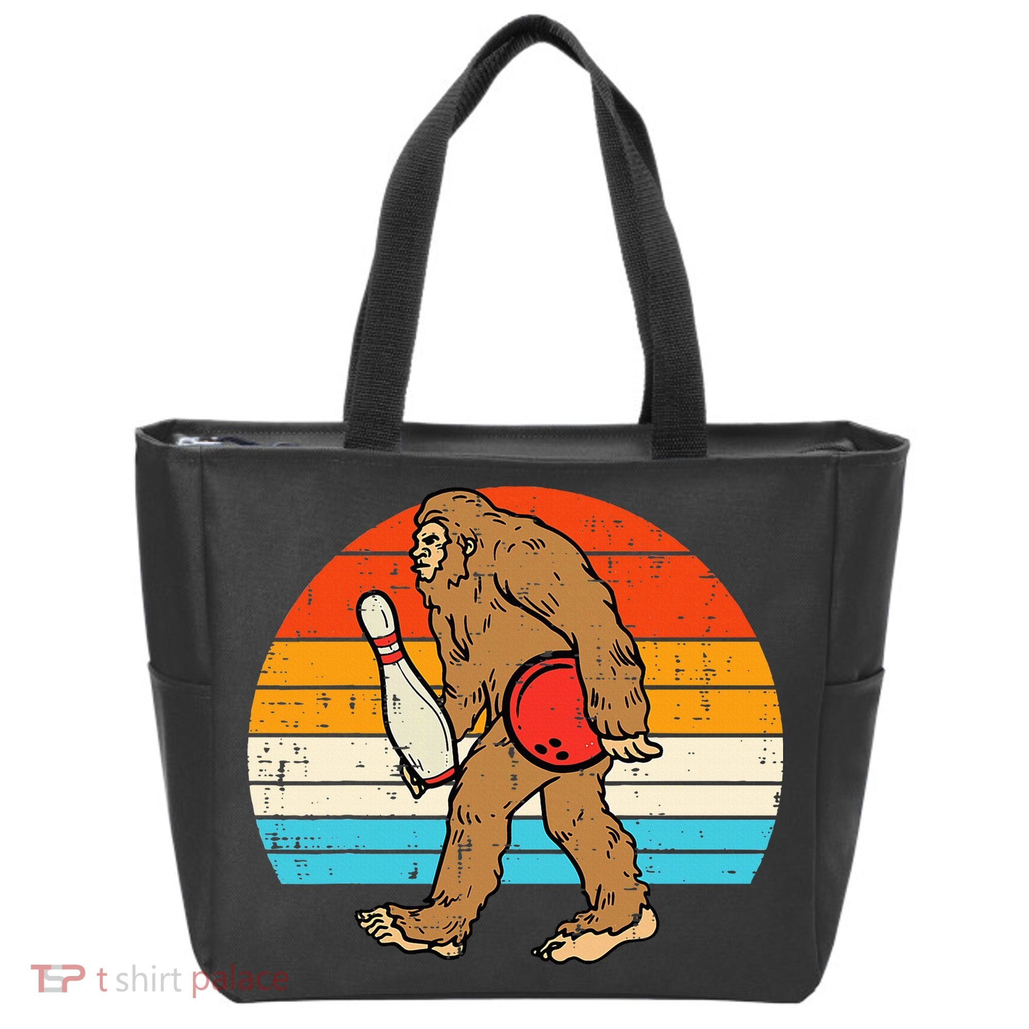 Bigfoot Sasquatch Bowling Retro Bowler Team Tote Bag