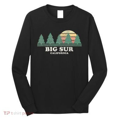Big Sur Ca Vintage Throwback Retro 70s Design Long Sleeve Shirt