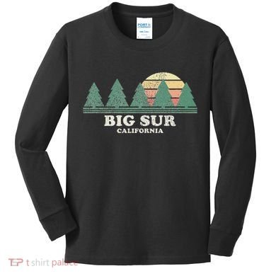 Big Sur Ca Vintage Throwback Retro 70s Design Kids Long Sleeve Shirt