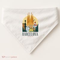 Barcelona Spain Cathedral Spanish City Souvenir USA-Made Doggie Bandana thumb 0