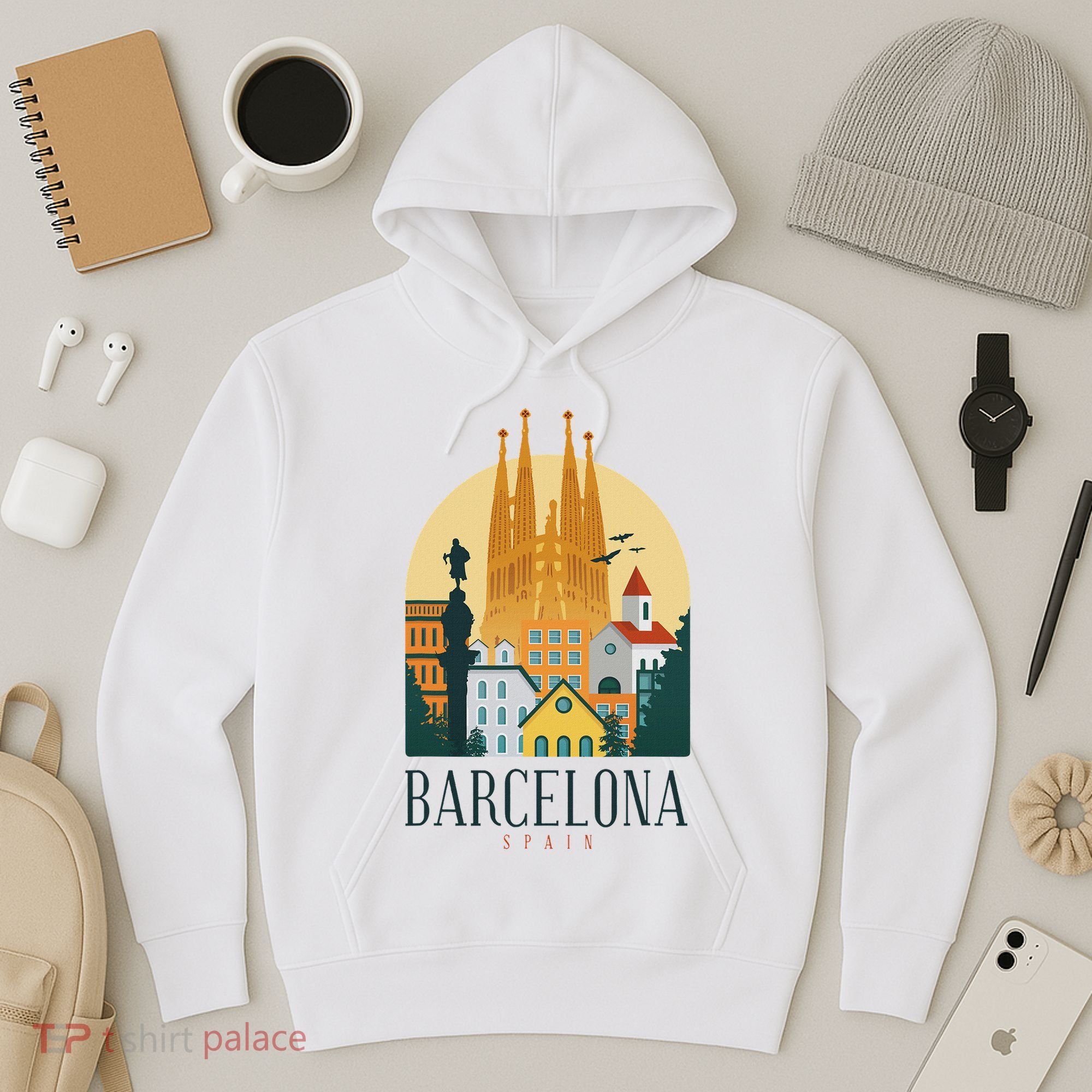 Barcelona Spain Cathedral Spanish City Souvenir Hoodie