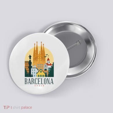 Barcelona Spain Cathedral Spanish City Souvenir Button
