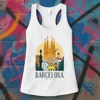 Barcelona Spain Cathedral Spanish City Souvenir Women's Tank Top thumb 3