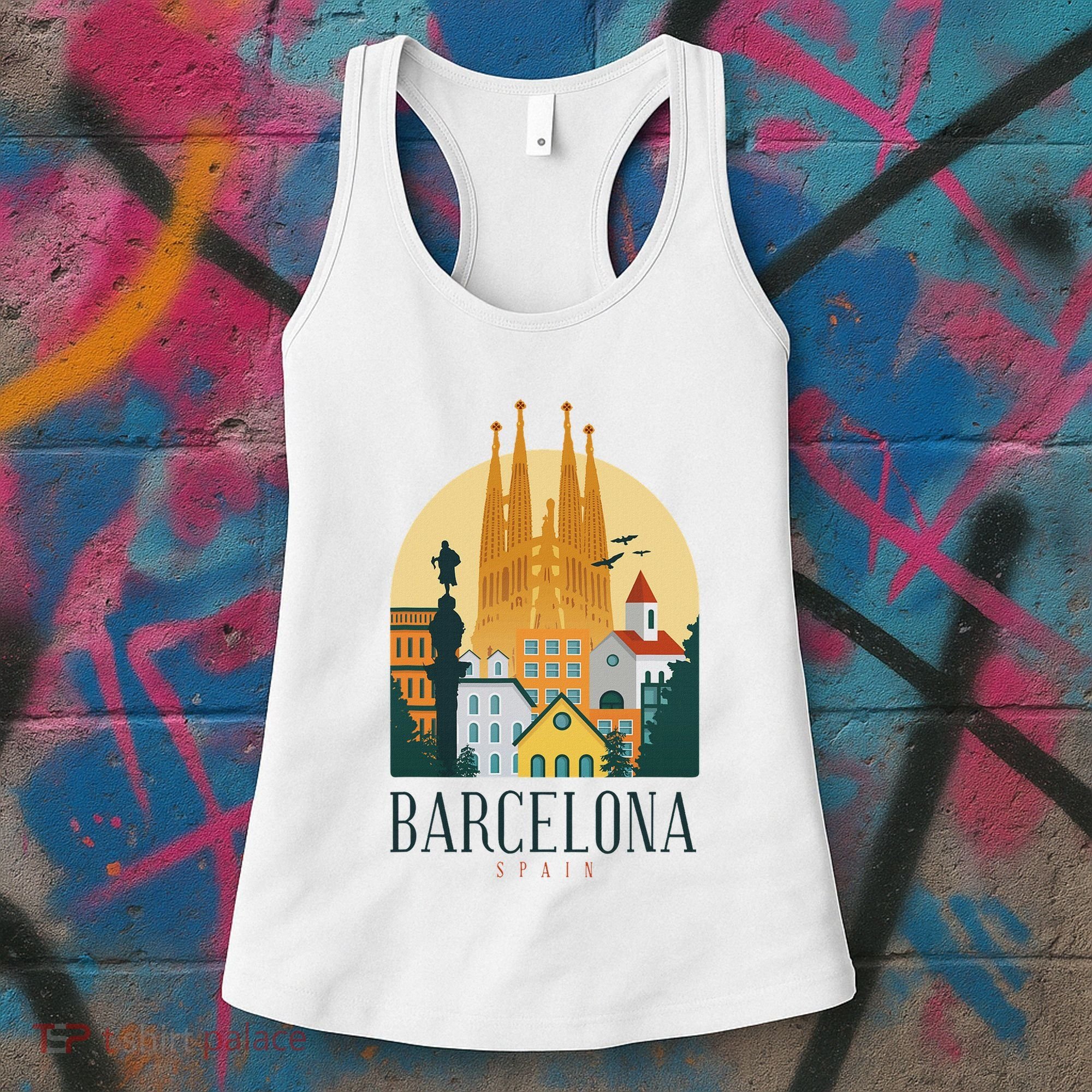 Barcelona Spain Cathedral Spanish City Souvenir Women's Tank Top