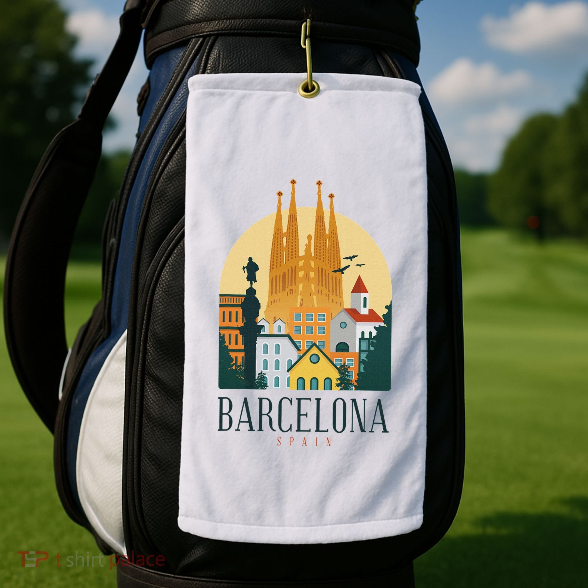 Barcelona Spain Cathedral Spanish City Souvenir Golf Towel