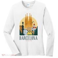 Barcelona Spain Cathedral Spanish City Souvenir Women's Long Sleeve Shirt thumb 0