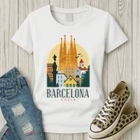 Barcelona Spain Cathedral Spanish City Souvenir Women's T-Shirt thumb 3