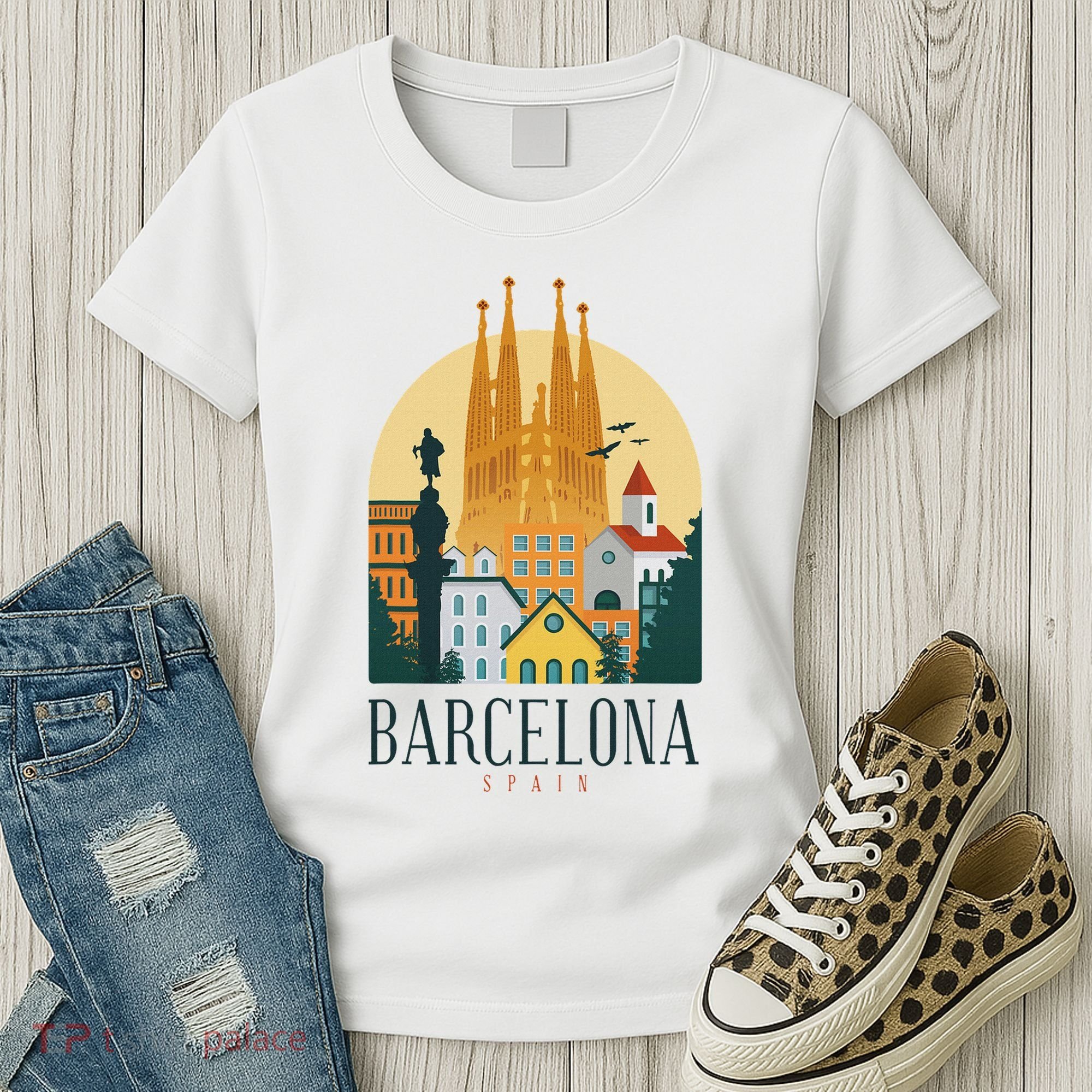 Barcelona Spain Cathedral Spanish City Souvenir Women's T-Shirt