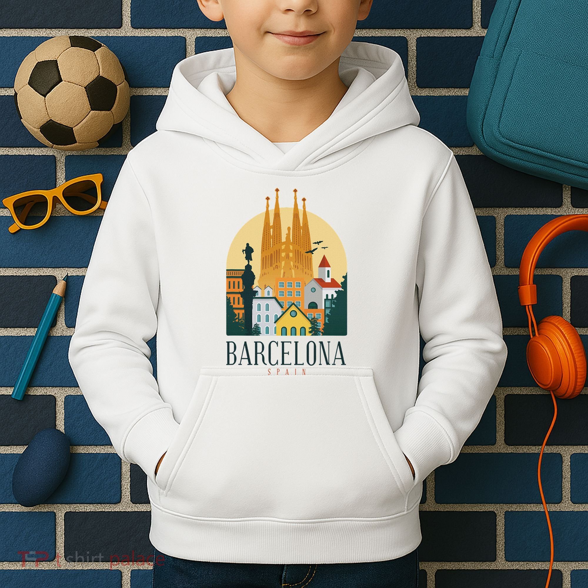 Barcelona Spain Cathedral Spanish City Souvenir Kids Hoodie