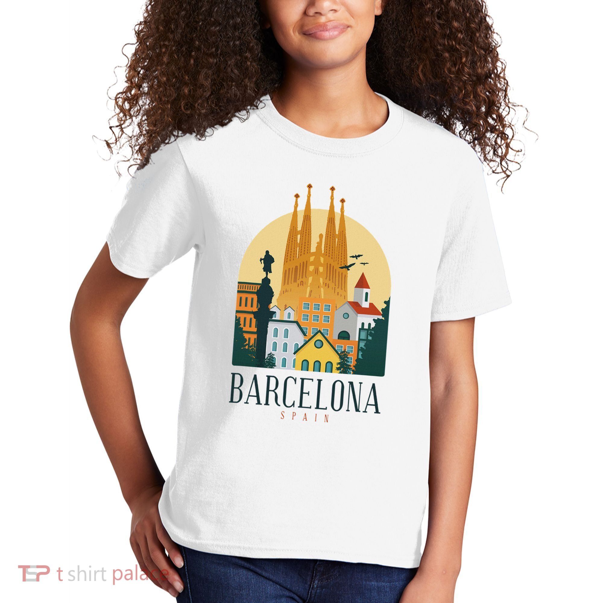 Barcelona Spain Cathedral Spanish City Souvenir Kids T-Shirt