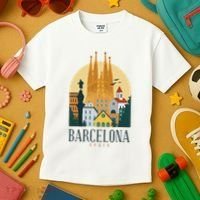 Barcelona Spain Cathedral Spanish City Souvenir Kids T-Shirt thumb 3