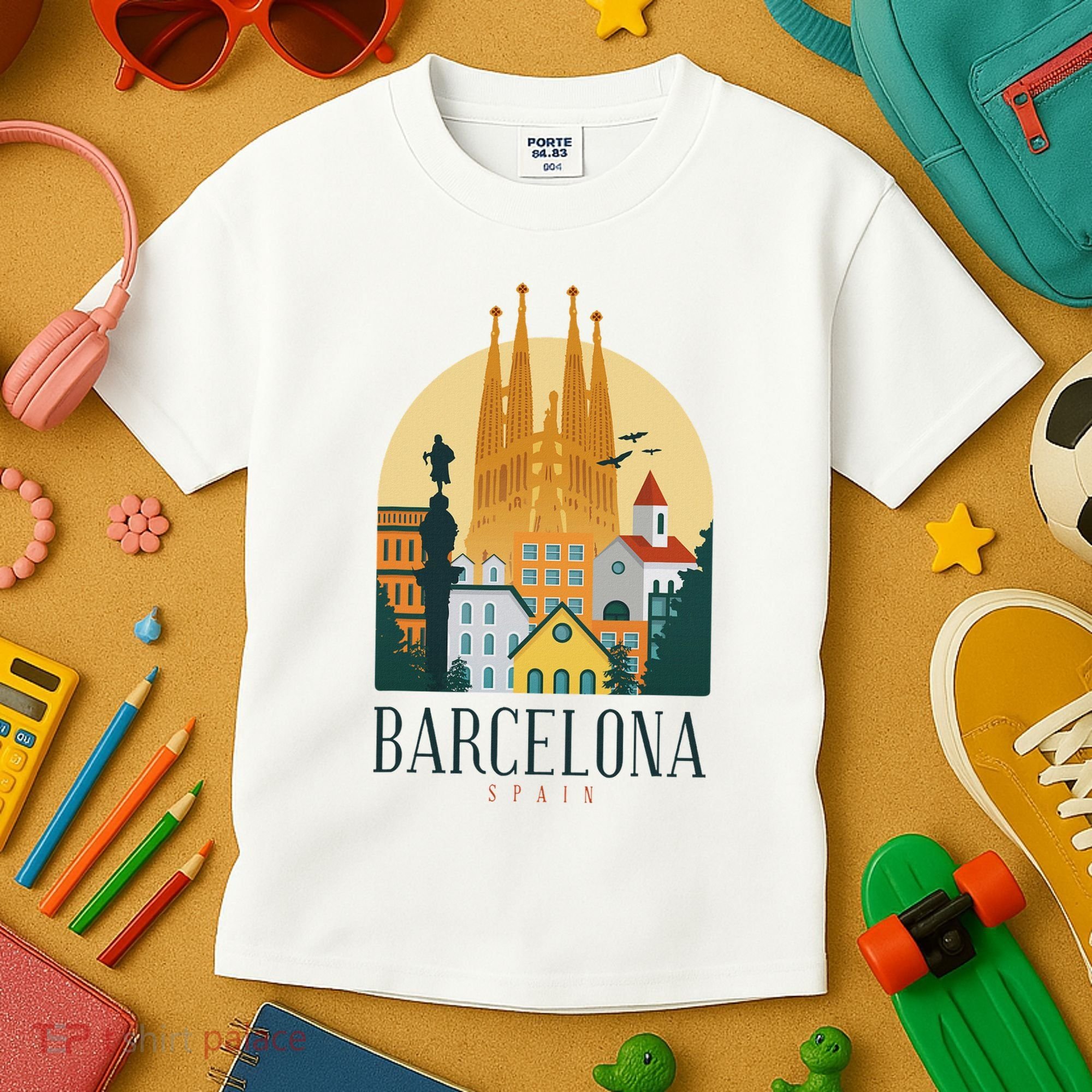 Barcelona Spain Cathedral Spanish City Souvenir Kids T-Shirt
