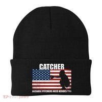 Baseball Softball Catcher because Pitchers need Heros too Beanie thumb 0