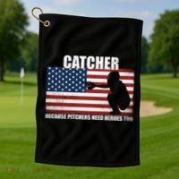Baseball Softball Catcher because Pitchers need Heros too Golf Towel thumb 1