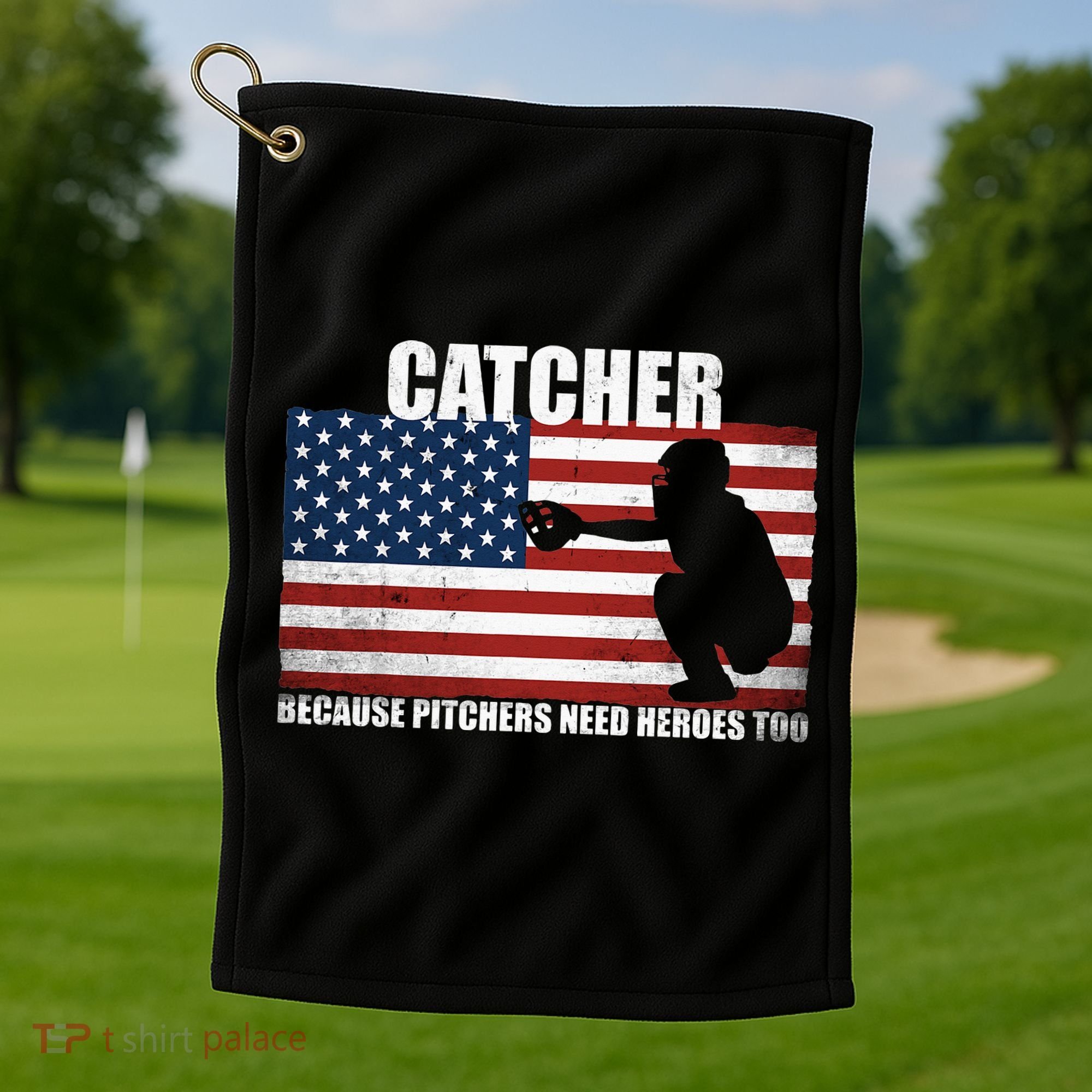 Baseball Softball Catcher because Pitchers need Heros too Golf Towel