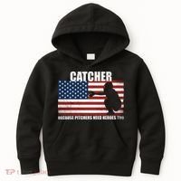 Baseball Softball Catcher because Pitchers need Heros too Kids Hoodie thumb 0