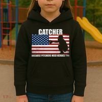 Baseball Softball Catcher because Pitchers need Heros too Kids Hoodie thumb 3