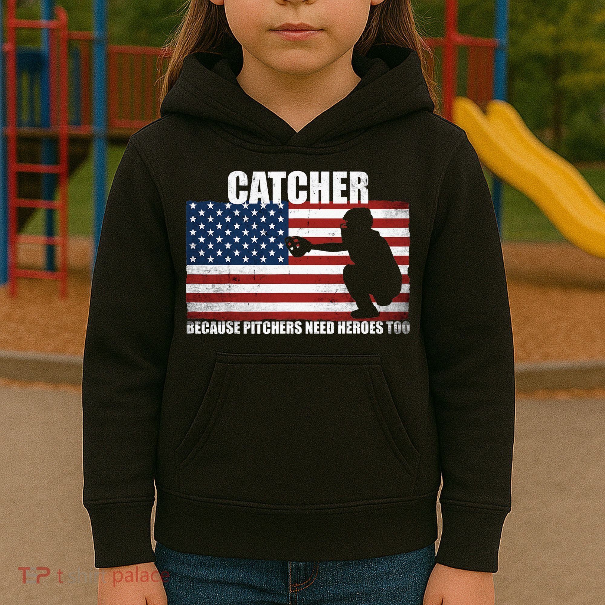 Baseball Softball Catcher because Pitchers need Heros too Kids Hoodie