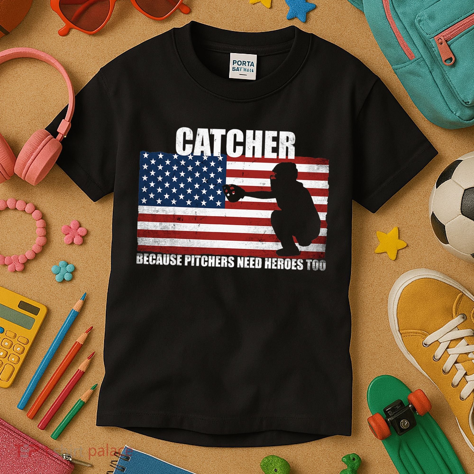 Baseball Softball Catcher because Pitchers need Heros too Kids T-Shirt