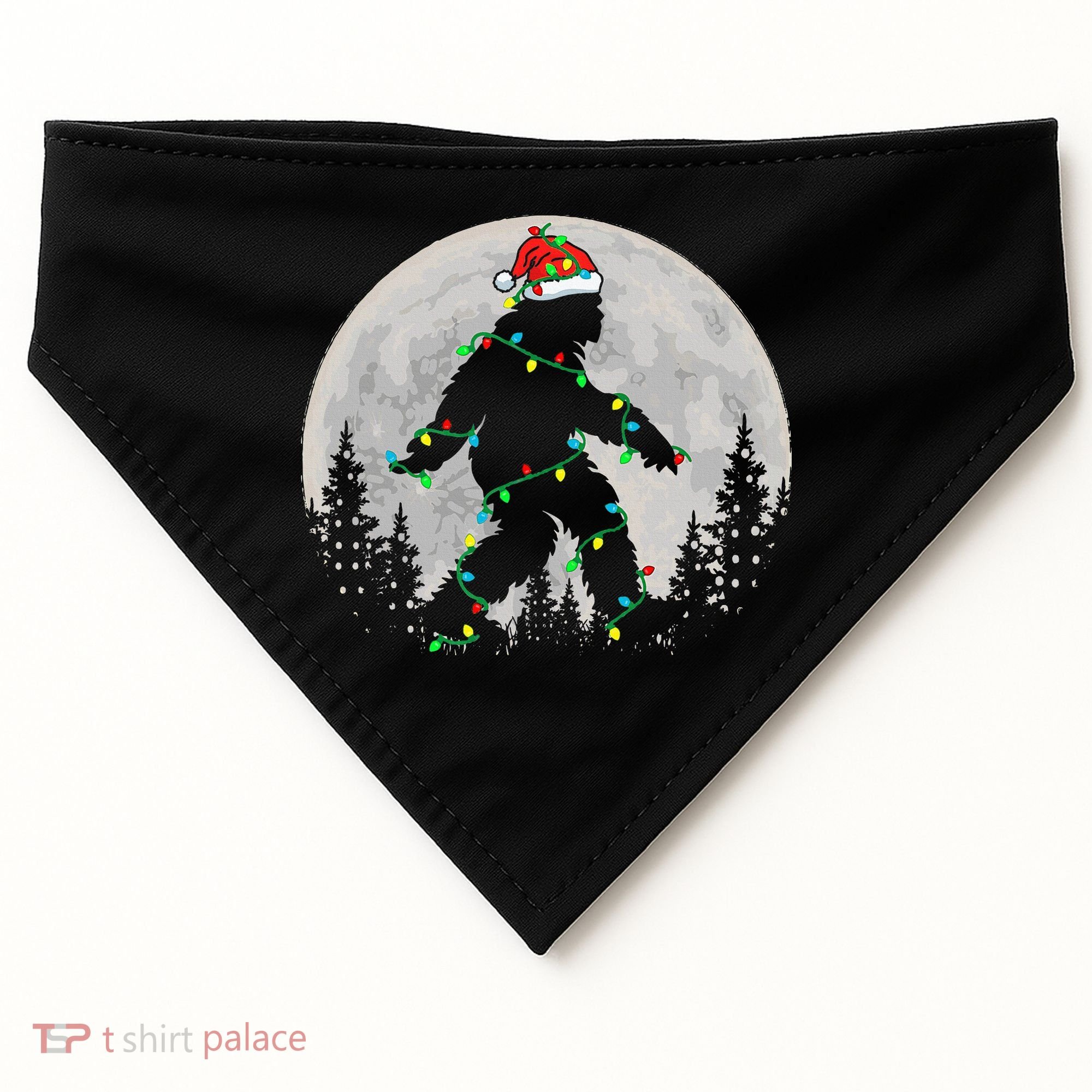 Bigfoot Santa Christmas Tree Lights Xmas Sasquatch USA-Made Doggie Bandana