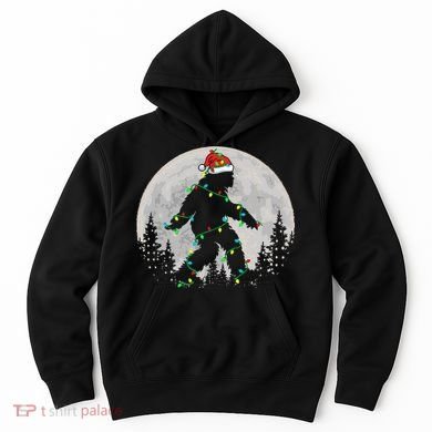 Bigfoot Santa Christmas Tree Lights Xmas Sasquatch Hoodie