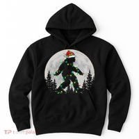 Bigfoot Santa Christmas Tree Lights Xmas Sasquatch Hoodie thumb 0