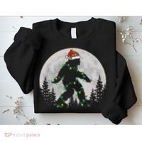 Bigfoot Santa Christmas Tree Lights Xmas Sasquatch Sweatshirt thumb 2