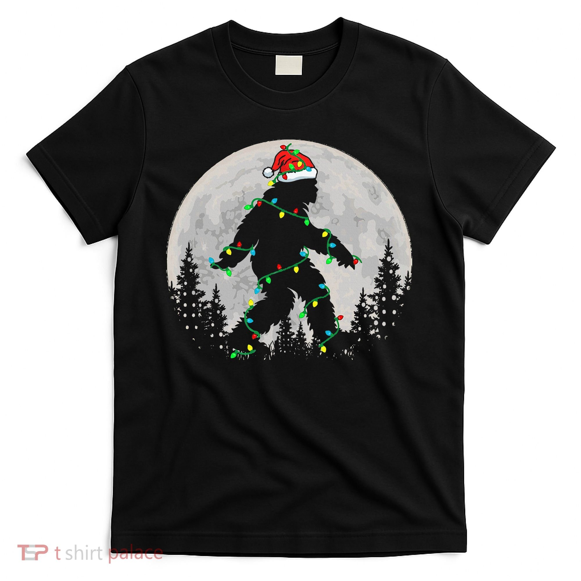 Bigfoot Santa Christmas Tree Lights Xmas Sasquatch T-Shirt