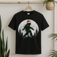 Bigfoot Santa Christmas Tree Lights Xmas Sasquatch T-Shirt thumb 2