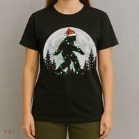 Bigfoot Santa Christmas Tree Lights Xmas Sasquatch T-Shirt thumb 4