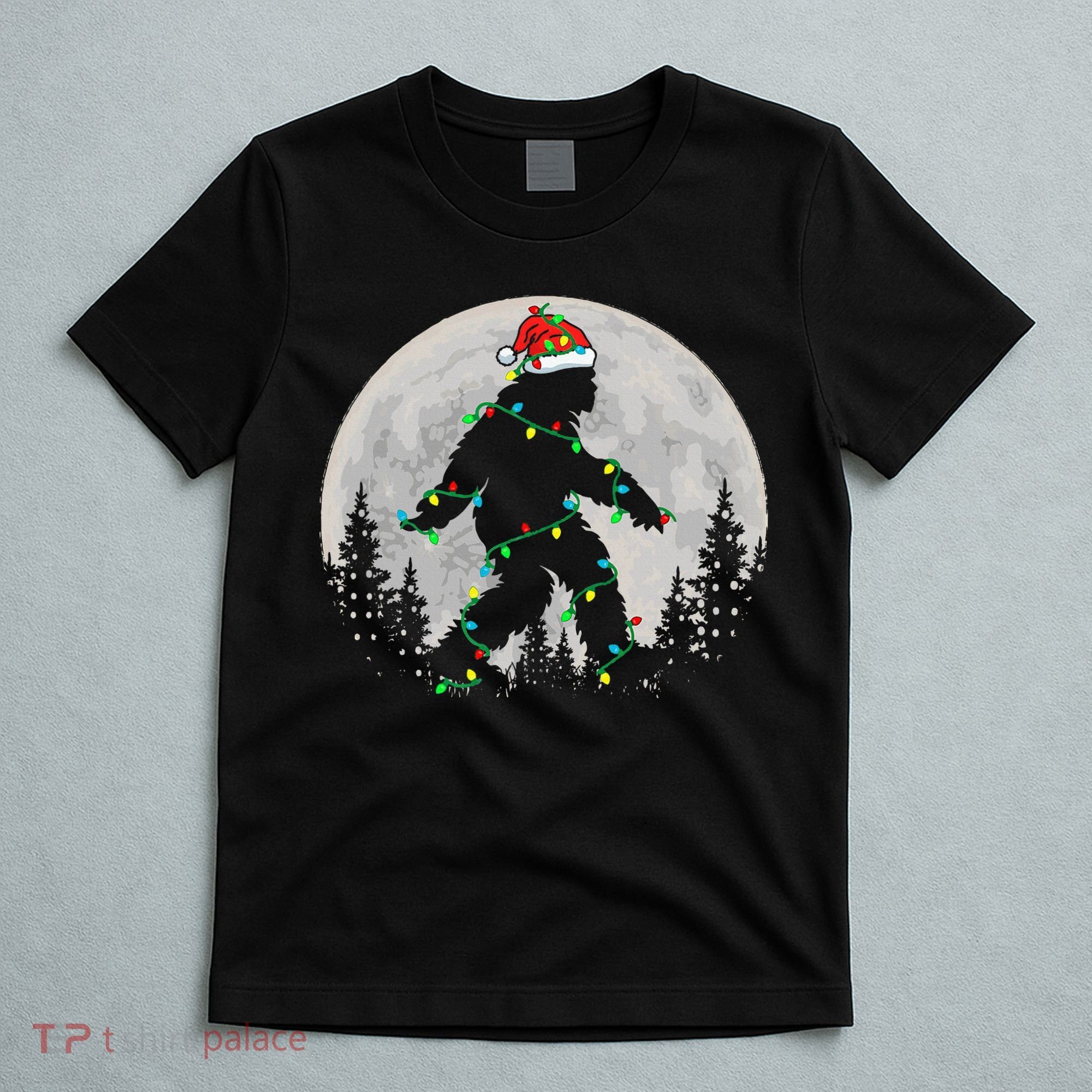 Bigfoot Santa Christmas Tree Lights Xmas Sasquatch T-Shirt