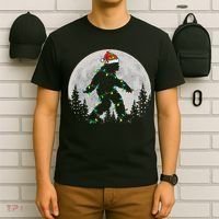 Bigfoot Santa Christmas Tree Lights Xmas Sasquatch T-Shirt thumb 6