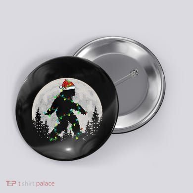 Bigfoot Santa Christmas Tree Lights Xmas Sasquatch Button