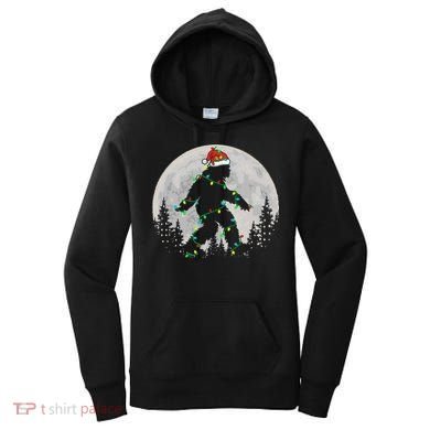Bigfoot Santa Christmas Tree Lights Xmas Sasquatch Women's Hoodie